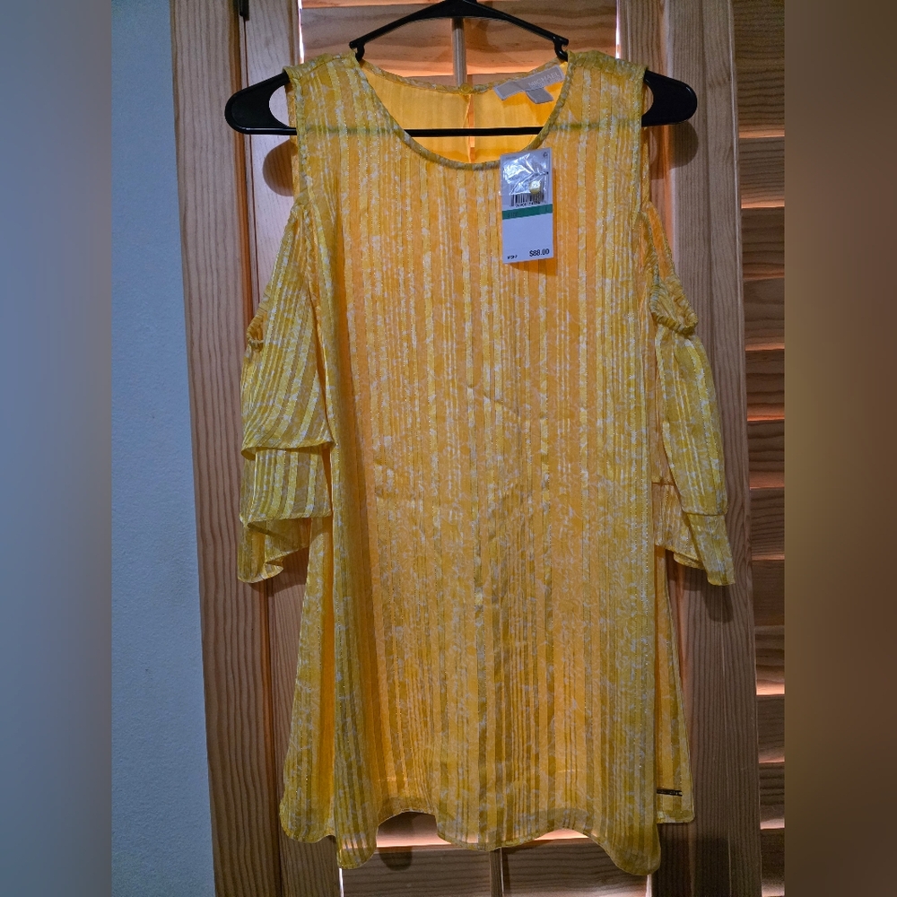 Yellow Cold Shoulder Blouse